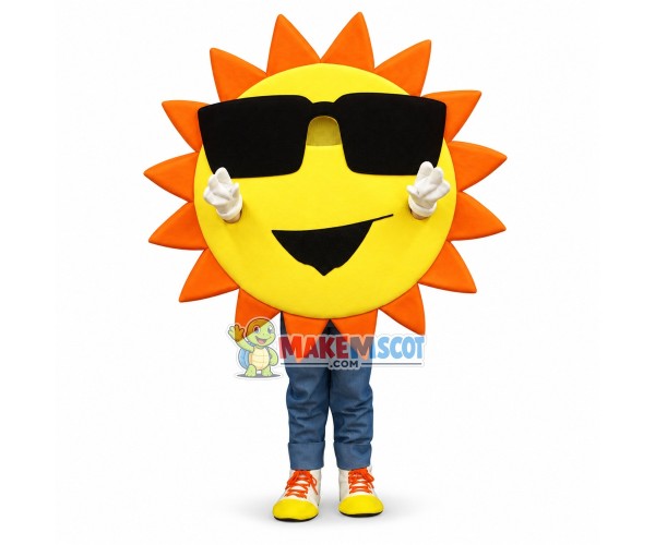 Sun With Sunglasses Cartoon Mascot Costume Sun With Sunglasses Cartoon Mascot Costume