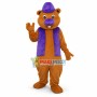 Purple Nosed Beaver With Purple Hat and Purple Vest Mascot Costume