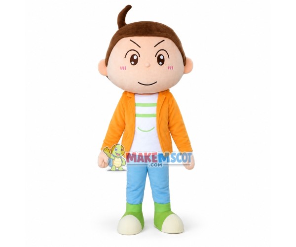 Shy Boy Mascot Costume Shy Boy Mascot Costume
