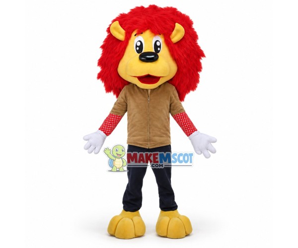 Red Haired Lion Man Cartoon Mascot Costume Red Haired Lion Man Cartoon Mascot Costume