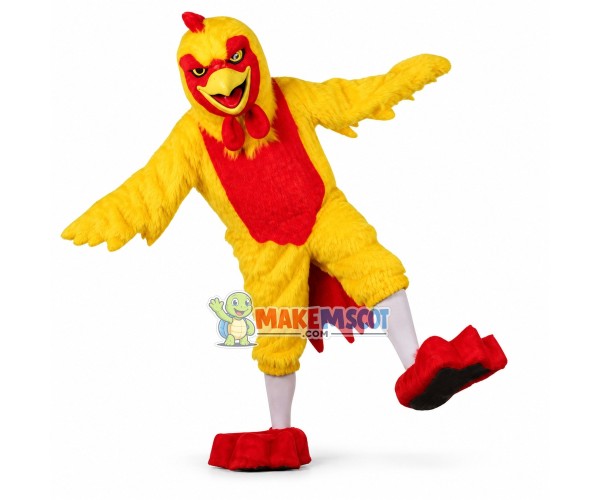 Adult Yellow Chicken Long Fur Mascot Costume
