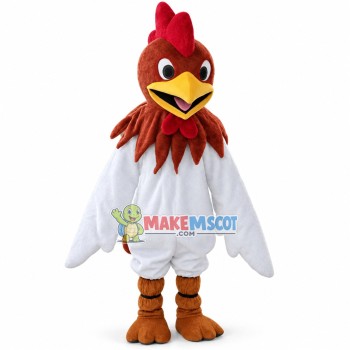 White Chicken With Brown Head Mascot Costume White Chicken With Brown Head Mascot Costume