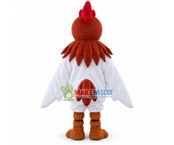 White Chicken With Brown Head Mascot Costume White Chicken With Brown Head Mascot Costume