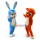 Cute Blue Bunny and Orange Fox Mascot Costume Cute Blue Bunny and Orange Fox Mascot Costume