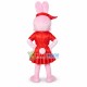 Cartoon Pink Bunny In Red Dress Mascot Costume Cartoon Pink Bunny In Red Dress Mascot Costume