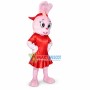 Cartoon Pink Bunny In Red Dress Mascot Costume
