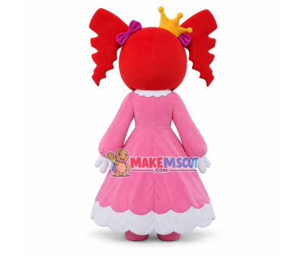 Optimistic Princess With Red Hair and Big Red Nose Mascot Costume Optimistic Princess With Red Hair and Big Red Nose Mascot Costume
