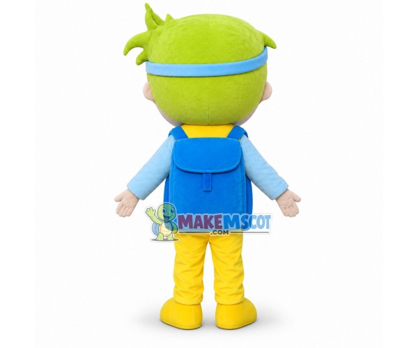 Superhero Yellow Hair Boy Mascot Costume Superhero Yellow Hair Boy Mascot Costume