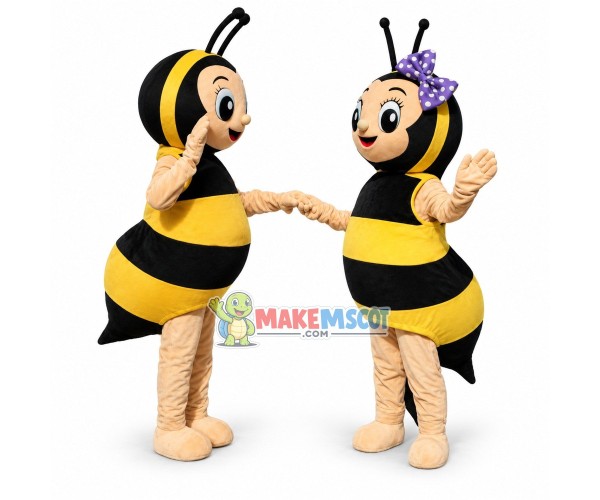 Cute Cartoon Honeybee Couple Mascot Costume Cute Cartoon Honeybee Couple Mascot Costume