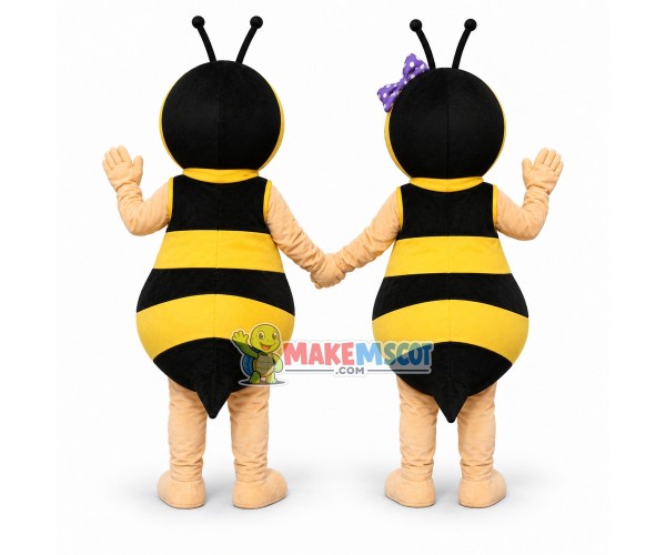 Cute Cartoon Honeybee Couple Mascot Costume Cute Cartoon Honeybee Couple Mascot Costume