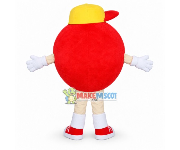 Deluxe Cartoon Red Apple With In Red Peaked Cap Mascot Costume Deluxe Cartoon Red Apple With In Red Peaked Cap Mascot Costume
