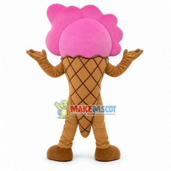Adult Cartoon Pink Creamy Ice Cream Cone Mascot Costume Adult Cartoon Pink Creamy Ice Cream Cone Mascot Costume