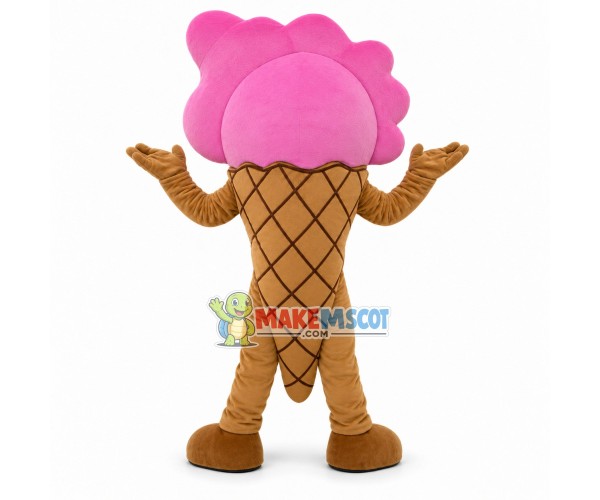 Adult Cartoon Pink Creamy Ice Cream Cone Mascot Costume Adult Cartoon Pink Creamy Ice Cream Cone Mascot Costume