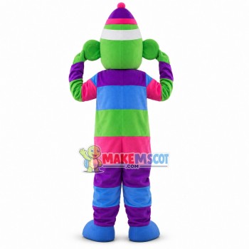 Rainbow Striped Sock Monkey Mascot Costume Rainbow Striped Sock Monkey Mascot Costume