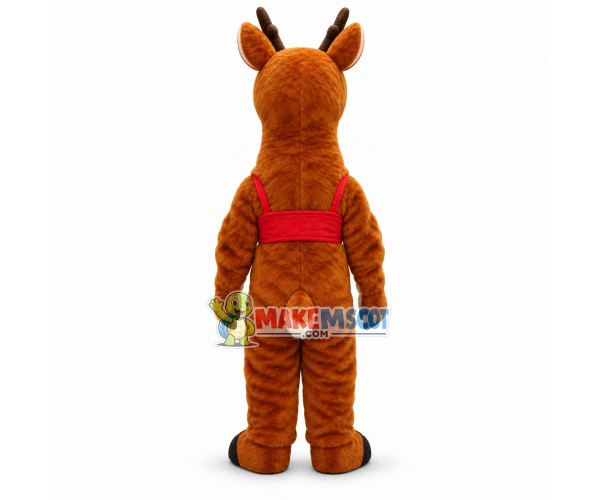 Rudolph the Reindeer With Red Bow Tie Mascot Costume For Christmas Rudolph the Reindeer With Red Bow Tie Mascot Costume For Christmas