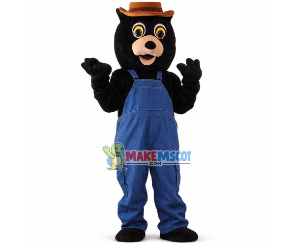 Worker Black Bear Mascot Costume Worker Black Bear Mascot Costume