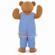 Brown Teddy Bear In Striped Jumpsuit Mascot Costume Brown Teddy Bear In Striped Jumpsuit Mascot Costume