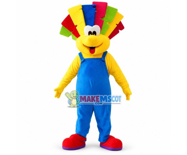 Lovely Clown With Colored Hair Mascot Costume Lovely Clown With Colored Hair Mascot Costume