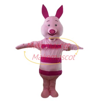 Timid Piglet Mascot Cartoon Character Costume	
