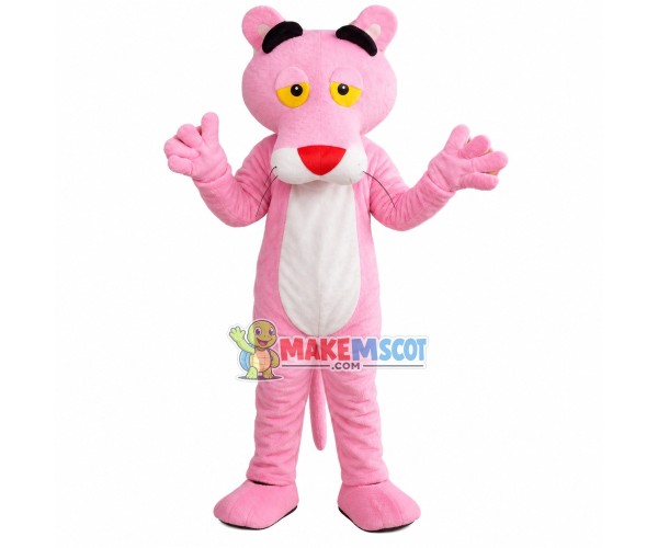 Mischievous Pink Panther Mascot Cartoon Character Costume Mischievous Pink Panther Mascot Cartoon Character Costume