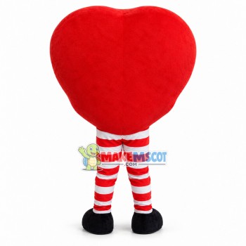 Cartoon Red Heart Man In Striped Pants Mascot Costume Cartoon Red Heart Man In Striped Pants Mascot Costume