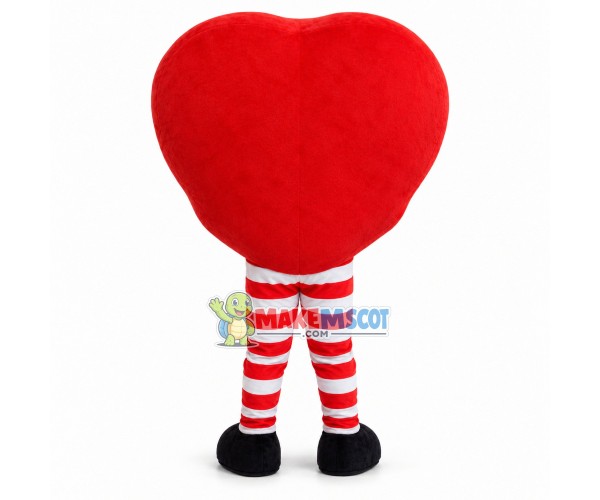 Cartoon Red Heart Man In Striped Pants Mascot Costume Cartoon Red Heart Man In Striped Pants Mascot Costume