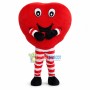 Cartoon Red Heart Man In Striped Pants Mascot Costume 