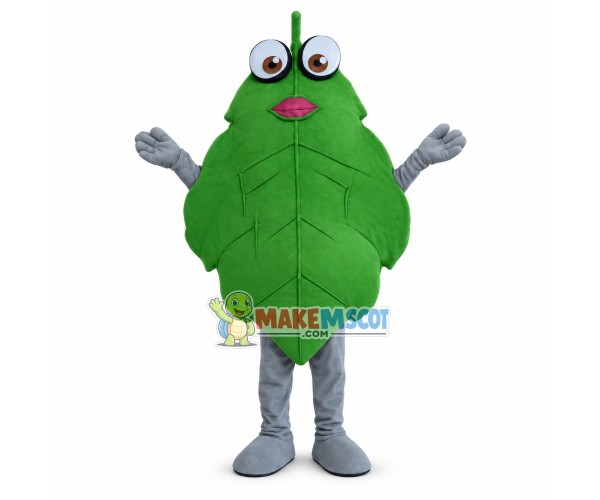 Deluxe Green Leaf Mascot Cartoon Costume Deluxe Green Leaf Mascot Cartoon Costume