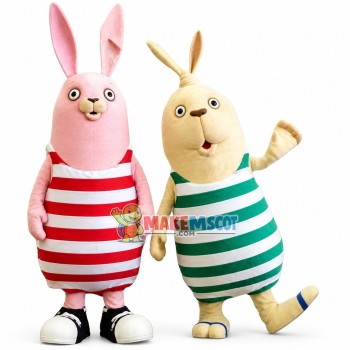 Carefree Rabbit Putin In Jail & Apathetic Rabbit Kirenenko In Jail Mascot Costume Carefree Rabbit Putin In Jail & Apathetic Rabbit Kirenenko In Jail Mascot Costume