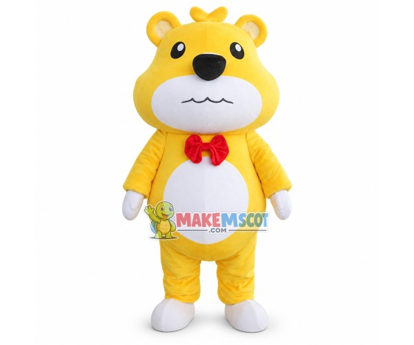 Depressed Yellow Bear Cartoon Mascot Costume