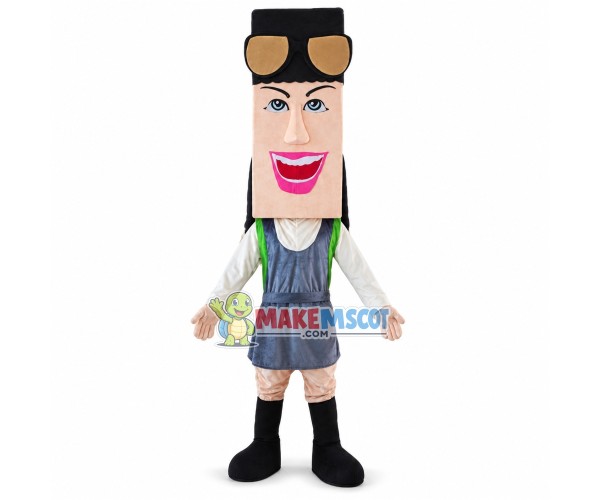Cool Charming Girl With Square Face Mascot Costume Cool Charming Girl With Square Face Mascot Costume