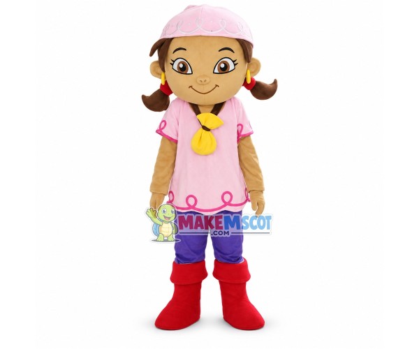 Adventurous Pirate Girl Izzy Mascot Costume Adventurous Pirate Girl Izzy Mascot Costume