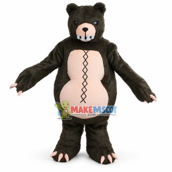 Scary Black Beggar Bear Mascot Adult Plush Costume 