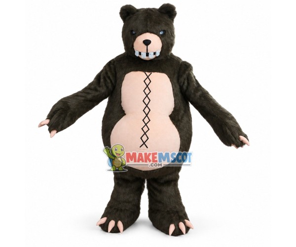 Scary Black Beggar Bear Mascot Adult Plush Costume 