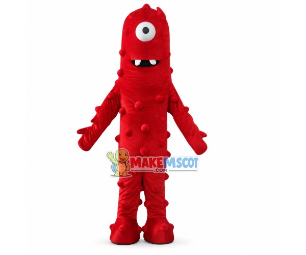 Outgoing Muno the Red Cyclops Mascot Adult Costume Outgoing Muno the Red Cyclops Mascot Adult Costume