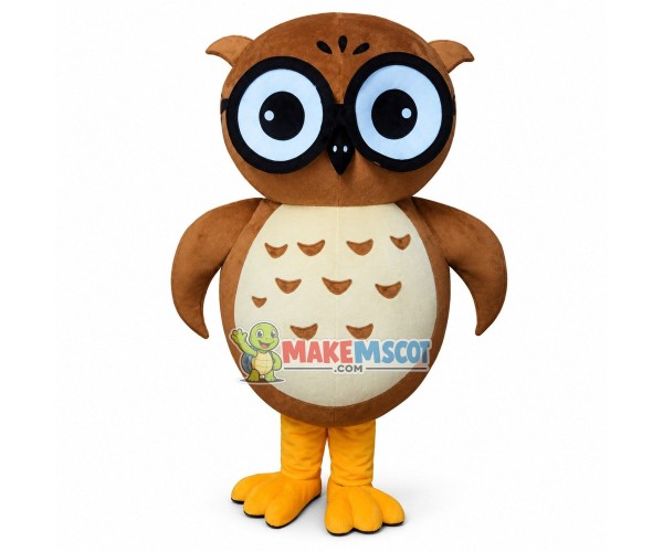 Deluxe Brown Owl Cartoon Mascot Costume Deluxe Brown Owl Cartoon Mascot Costume