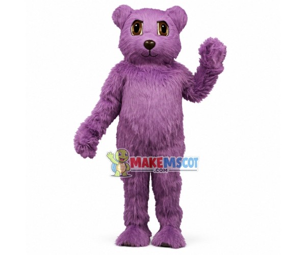 Purple Teddy Bear Long Fur Mascot Costume Purple Teddy Bear Long Fur Mascot Costume