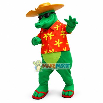 Cool Green Alligator Mascot Costume 