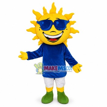 Cool Happy Sunshine Man With Sunglasses Mascot Costume 
