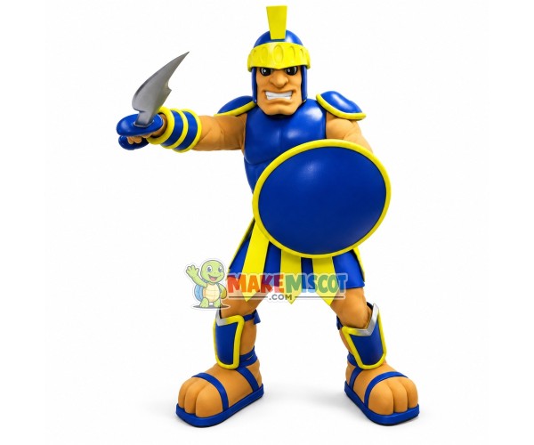 Royal Blue & Gold Spartan Warrior Mascot Costume Royal Blue & Gold Spartan Warrior Mascot Costume