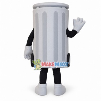 Lightweight Cartoon White Trash Can with Wheels Mascot Costume	