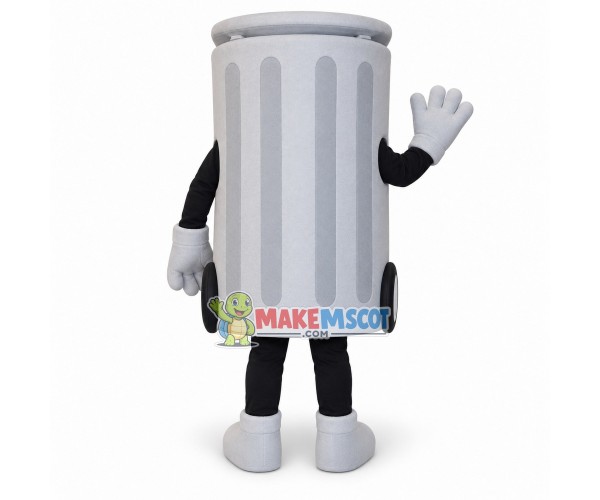 Lightweight Cartoon White Trash Can with Wheels Mascot Costume Lightweight Cartoon White Trash Can with Wheels Mascot Costume