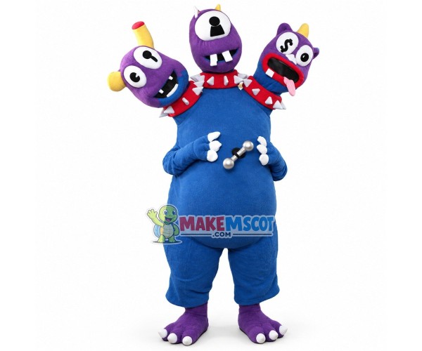 Scary Three Headed Monster Mascot Costume Scary Three Headed Monster Mascot Costume