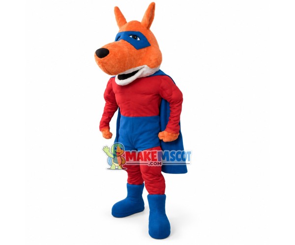 Super Hero Orange Wolf Mascot Costume Super Hero Orange Wolf Mascot Costume