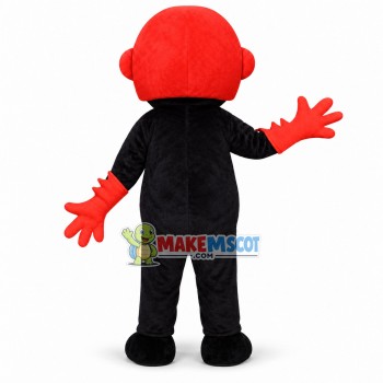 Black Mole In Red Helmet Mascot Costume Black Mole In Red Helmet Mascot Costume