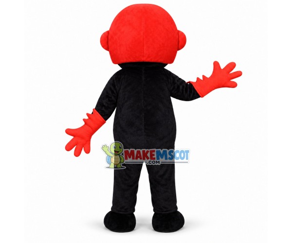 Black Mole In Red Helmet Mascot Costume Black Mole In Red Helmet Mascot Costume