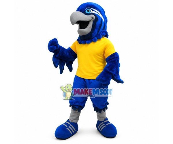 Soccer Blue Hawk Mascot Costume 