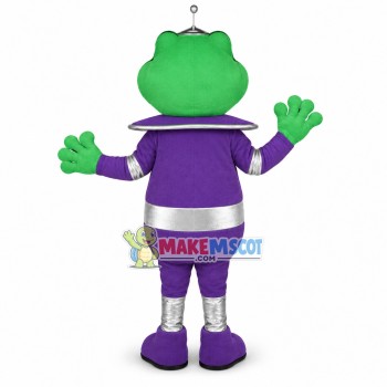 Alien Signal Frog In Purple Suit Mascot Costume Alien Signal Frog In Purple Suit Mascot Costume