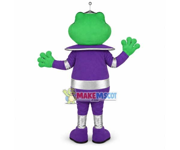 Alien Signal Frog In Purple Suit Mascot Costume Alien Signal Frog In Purple Suit Mascot Costume