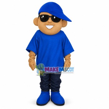 Cool Street Fashion Black Boy With Sunglasses Mascot Costume	